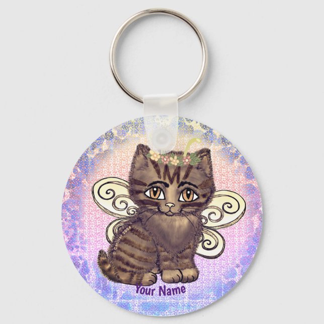 Brown tabby cat  Fairy  Key Ring (Front)