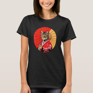 Brown Tabby Cat Geisha Funny Pet Kimono T-Shirt
