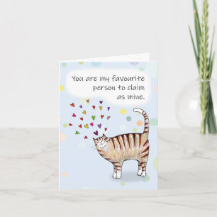Brown Tabby Cat I love you Folded Greeting Card