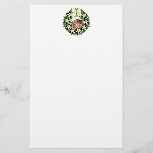 Brown tabby Christmas Stationery (Front)