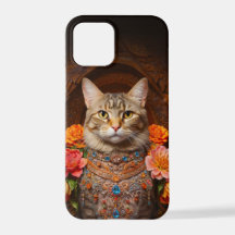 Brown Tabby with Flowers and Victorian Style