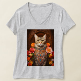 Brown Tabby with Flowers and Victorian Style T-Shirt