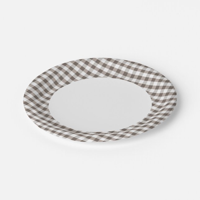 Brown Table Cloth Pattern Paper Plate (Angled)