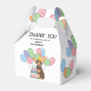 Brown Tan Aussiedoodle Dog Birthday Thank You Favour Box