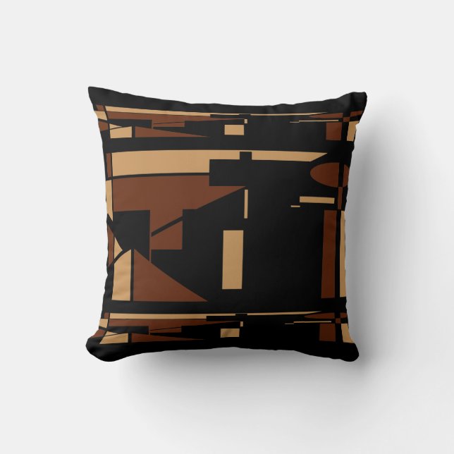 Brown Tan Black Southwest Look Minimalist Abstract Cushion (Front)