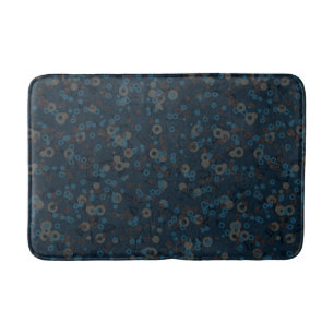 brown tan blue geometric bath mat