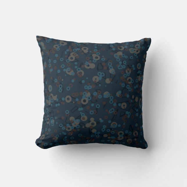 brown tan blue geometric cushion (Front)