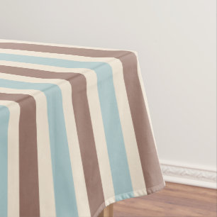 Brown Tan Blue Stripes Tablecloth