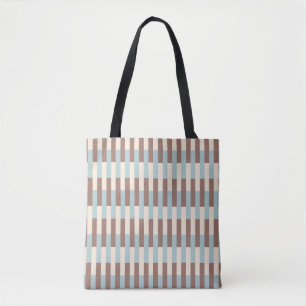 Brown Tan Blue Stripes Tote Bag