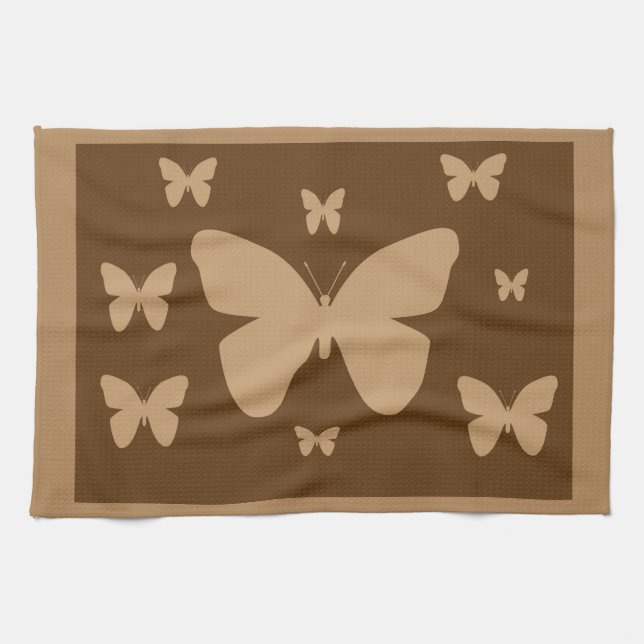 Brown Tan Butterflies Towel (Horizontal)