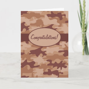 Brown Tan Camo Camouflage Congratulations Custom Card