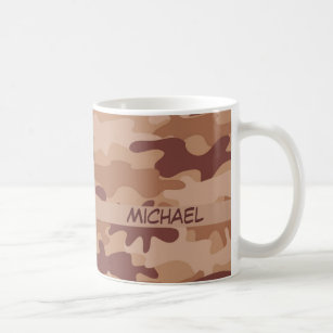 Brown Tan Camo Camouflage Name Personalised Coffee Mug