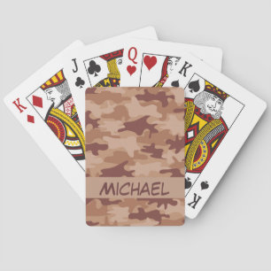 Brown Tan Camo Camouflage Name Personalised Poker Playing Cards
