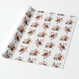 Brown & Tan Floral Wrapping Paper