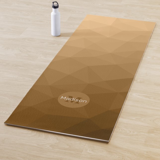 Brown tan geometric mesh pattern Monogram Yoga Mat (In Situ)