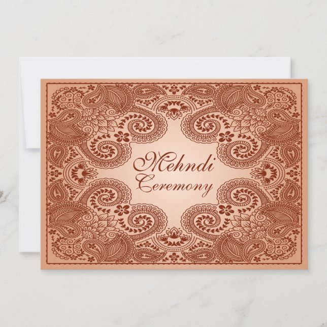 Brown, Tan Henna Mehndi Party Invitation 2 (Front)