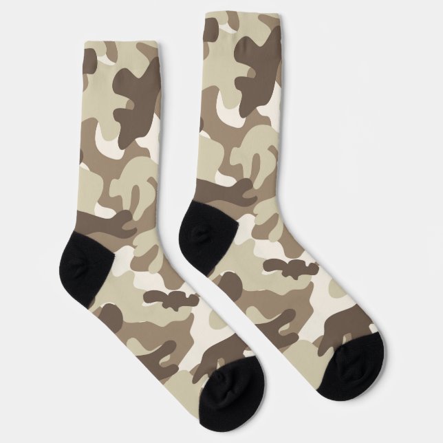 Brown, Tan, Ivory Camouflage Design Socks (Right)