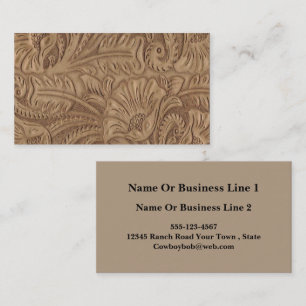 Brown Tan Leather Print Business Cards