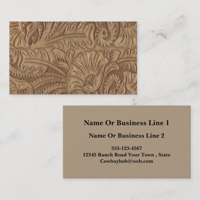 Brown Tan Leather Print Business Cards (Front/Back)