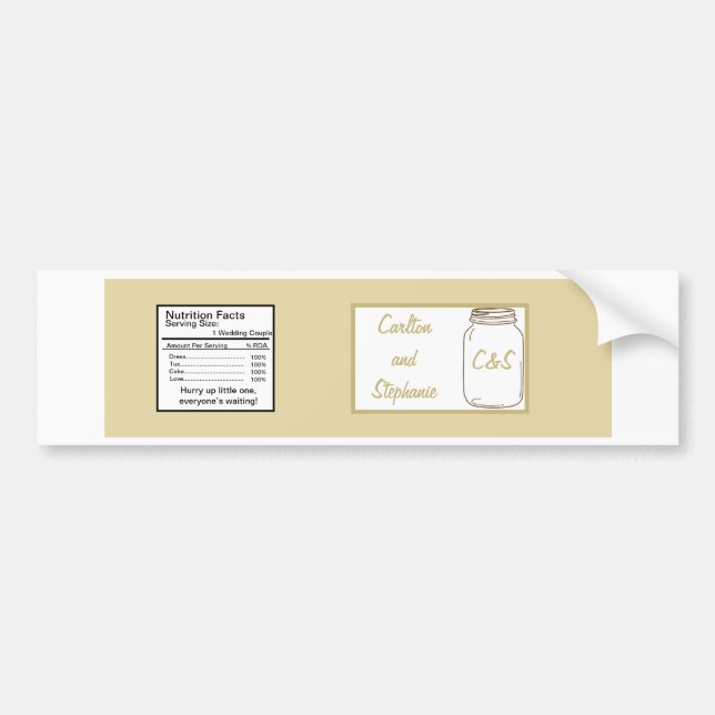 Brown/Tan Mason Jar Wedding Water Bottle Label (Front)