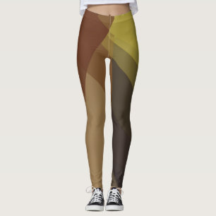 Brown Tan Modern Geometric Pattern Leggings