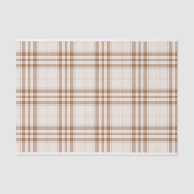 BROWN & TAN NEUTRAL PLAID PATTERN TISSUE PAPER (Front)