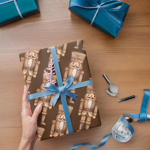 Brown Tan Nutcracker Soldier Wrapping Paper