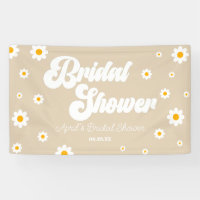 Brown Tan Retro Daisy Flower Floral Bridal Shower