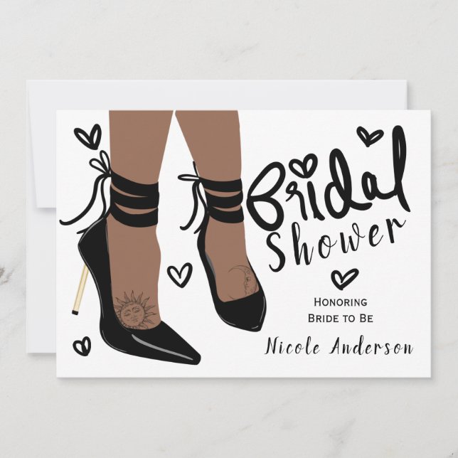 Brown Tan Skin High Heels Sun Moon Bridal Shower Invitation (Front)