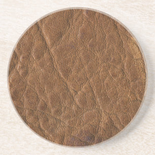 Brown Tanned Leather Texture Background Coaster