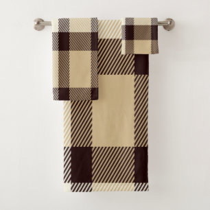 Brown Tartan Bath Towel Set