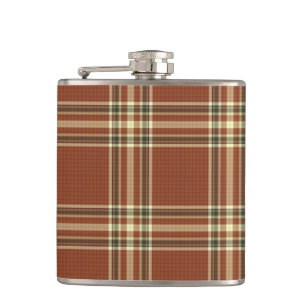 Brown Tartan Vinyl Wrapped Flask