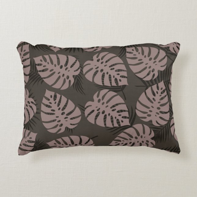 Brown Taupe Leaf Decorative Pillow (Front)