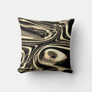 Brown Taupe Tan Beige Swirling Lines Design Cushion