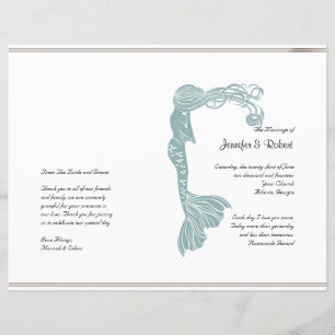 Brown Teal Art Deco Posh Wedding Program