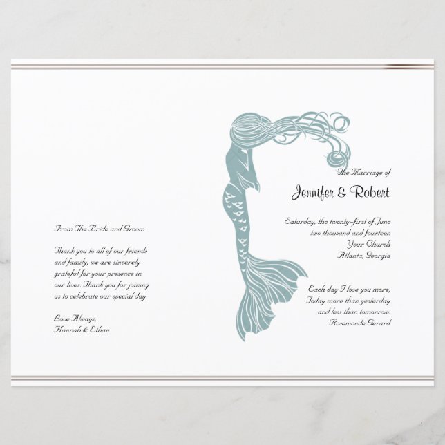 Brown Teal Art Deco Posh Wedding Program (Front)