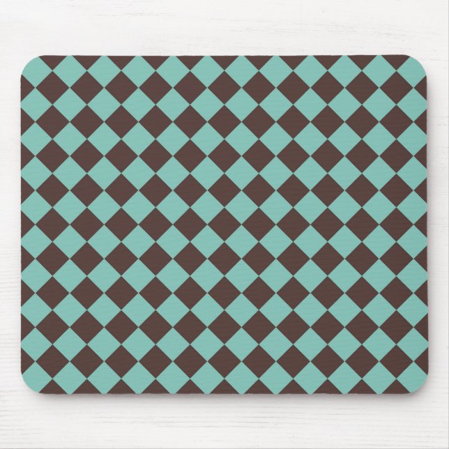 Brown Teal Chequered Diamond Pattern  Mouse Pad (Front)