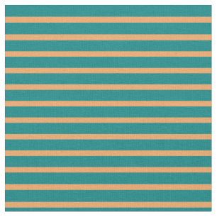 Brown & Teal Coloured Striped/Lined Pattern Fabric