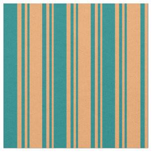 Brown & Teal Lined Pattern Fabric