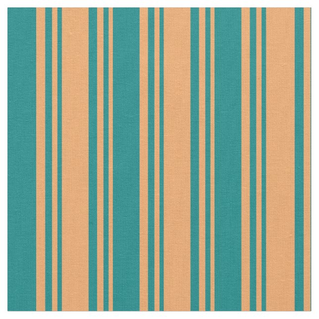 Brown & Teal Lined Pattern Fabric (Close Up)