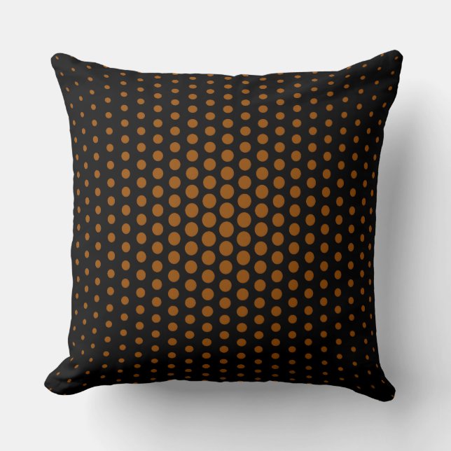Brown Techno Dots Modern Black Cushion (Front)