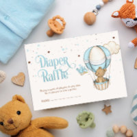 Brown Teddy Bear Air Balloon Boy Diaper Raffle