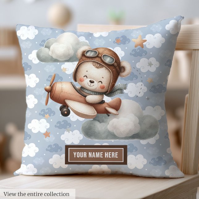 Brown Teddy Bear Baby Shower Pillow Personalised (Brown Teddy Bear Baby Pillow Personalized Gift)
