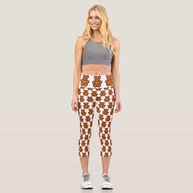 Brown Teddy Bear Capri Leggings (Front)