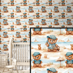 Brown Teddy Bear Friends on the Beach Wallpaper