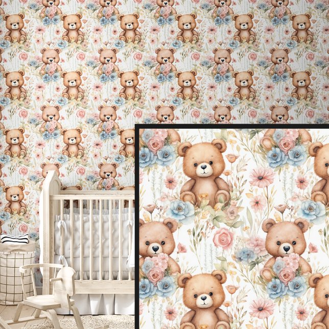 Brown Teddy Bear Friends with Flowers Wallpaper (Creator Uploaded)