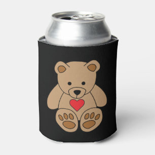 Brown Teddy Bear Heart Valentine's Day I Love You Can Cooler