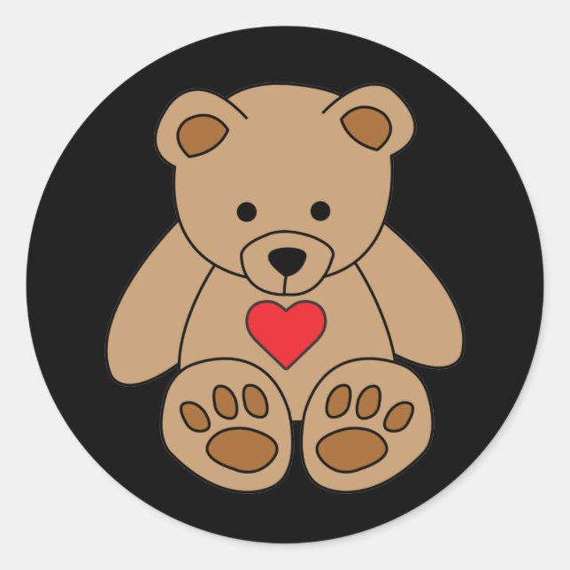 Brown Teddy Bear Heart Valentine's Day I Love You Classic Round Sticker (Front)
