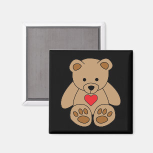 Brown Teddy Bear Heart Valentine's Day I Love You Magnet