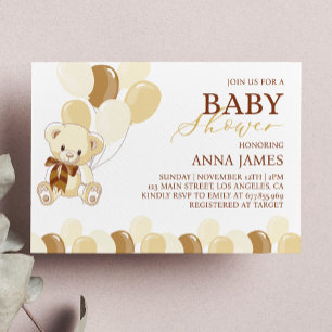 Brown Teddy Bear Invitation Teddy Baby Shower